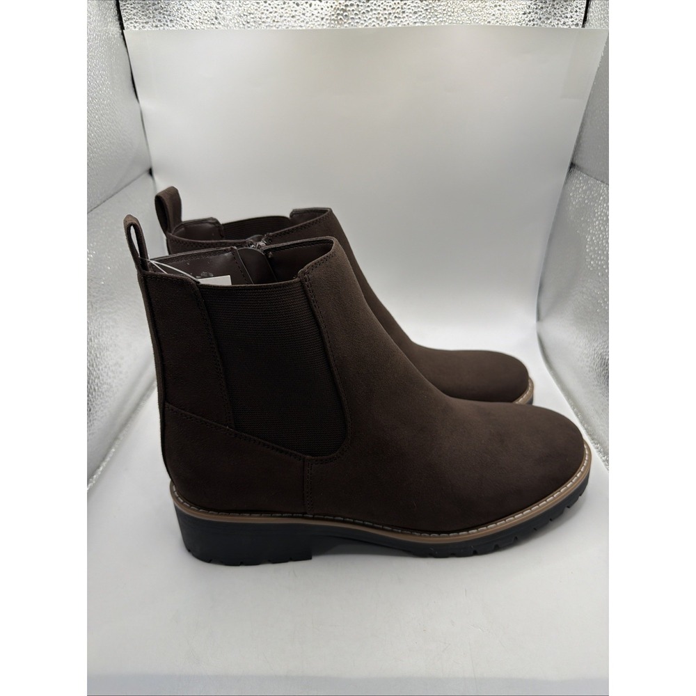 KENSIE Women's KAYLA Suede Boot Size 9 Brown Side Zip Chelsea Bootie - Picture 5 of 9